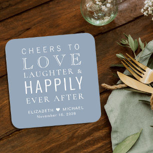 Posavasos Cuadrado De Papel Saludos A La Risas Con Feliz Día Después Del Boda