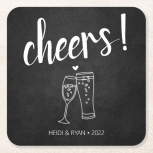 Posavasos Cuadrado De Papel Saludos Bodas Ducha Beer Beer Bastón Favor de Pasc