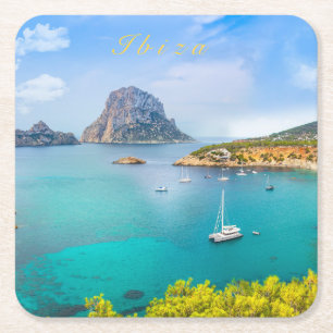 Posavasos Cuadrado De Papel Saludos desde Ibiza