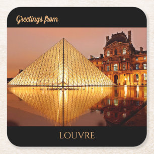 Posavasos Cuadrado De Papel Saludos desde Louvre