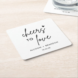 Posavasos Cuadrado De Papel Saludos minimalistas Para Amar Al Boda Personaliza