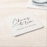 Posavasos Cuadrado De Papel Saludos para amar a un boda de moda de escritura m<br><div class="desc">Moderna tipografía de clase,  audaces ovaciones para amar la decoración de la boda en el tarro de albañil.. Con una tipografía minimalista moderna y elegante. Los colores crema y negro naturales se pueden personalizar.</div>