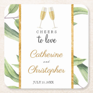 Posavasos Cuadrado De Papel Saludos para amar la vegetación del champagne
