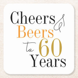 Posavasos Cuadrado De Papel Saludos y cervezas 60 cumpleaños
