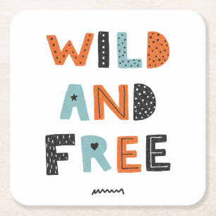 Posavasos Cuadrado De Papel Salvaje y libre Cartas de Doodle