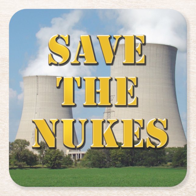 Posavasos Cuadrado De Papel Salvar A Las Nukes (Anverso)