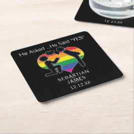Posavasos Cuadrado De Papel Salven La Fecha Gay Dijo Sí Personalizado
