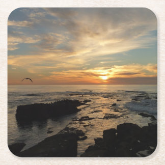 Posavasos Cuadrado De Papel San Diego Sunset I California Seascape