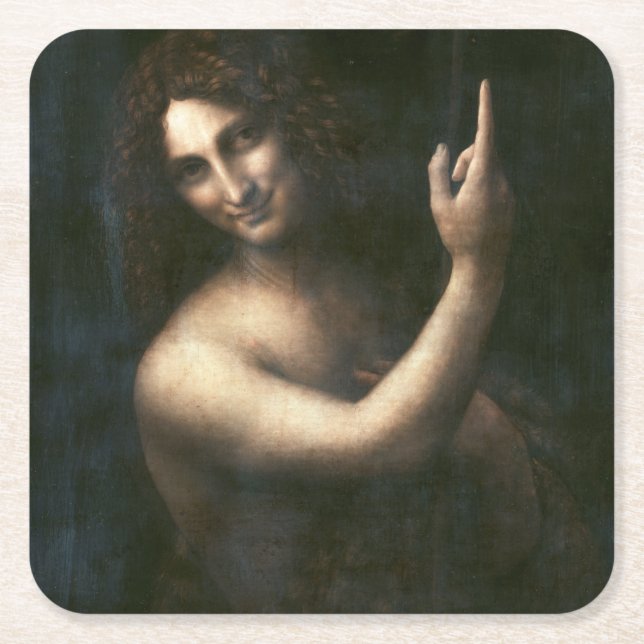 Posavasos Cuadrado De Papel San Juan el Bautista, Leonardo da Vinci (Anverso)