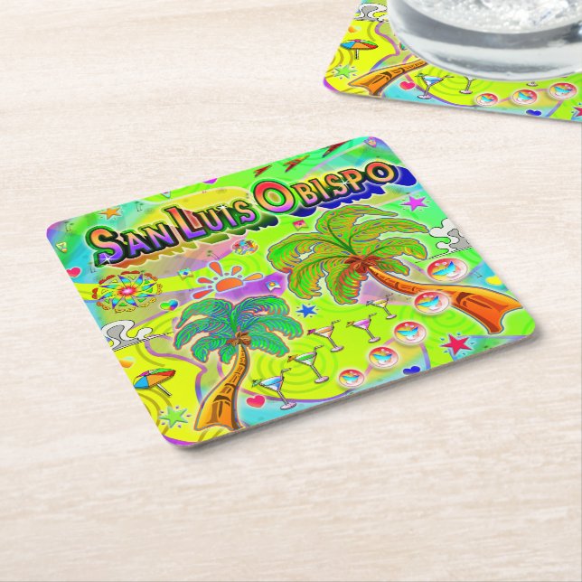 Posavasos Cuadrado De Papel San Luis Obispo Mind Focus Coaster (En perspectiva)