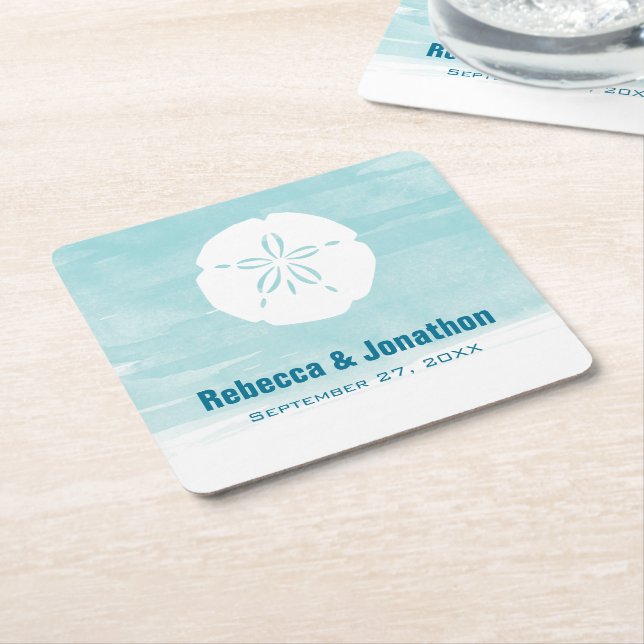 Posavasos Cuadrado De Papel Sand Dollar Paper Coasters (En perspectiva)