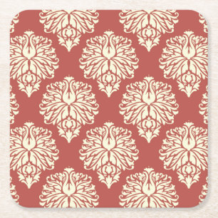 Posavasos Cuadrado De Papel Sandía Damask del Sur de la Cabaña