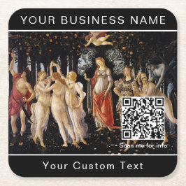 Posavasos Cuadrado De Papel Sandro Botticelli - La Primavera - Código QR