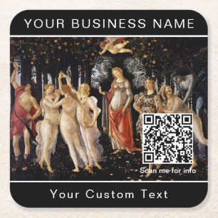 Posavasos Cuadrado De Papel Sandro Botticelli - La Primavera - Código QR