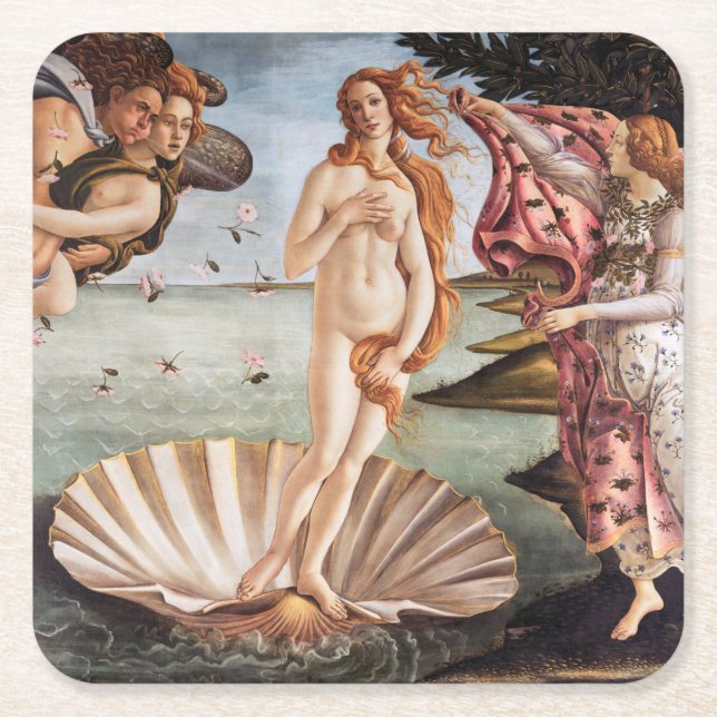 Posavasos Cuadrado De Papel Sandro Botticelli - Nacimiento de Venus (Anverso)