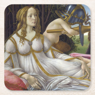 Posavasos Cuadrado De Papel Sandro Botticelli - Venus y Mars, lado izquierdo