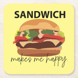 Posavasos Cuadrado De Papel Sandwich me hace feliz