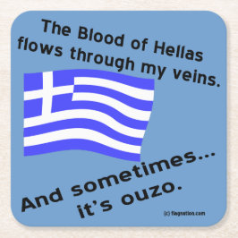 Posavasos Cuadrado De Papel Sangre de Hellas y Ouzo