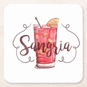 Posavasos Cuadrado De Papel Sangria