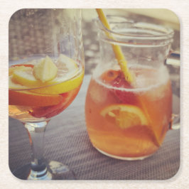Posavasos Cuadrado De Papel Sangría y Sol