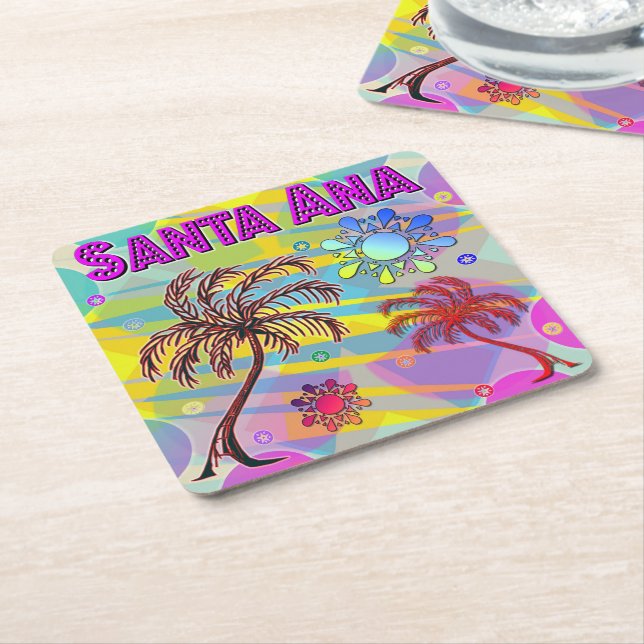 Posavasos Cuadrado De Papel Santa Ana Happy and Hope Coaster (En perspectiva)