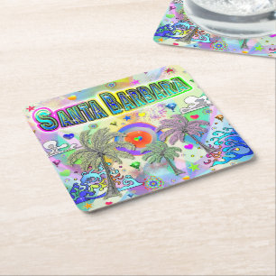 Posavasos Cuadrado De Papel Santa Barbara Deep Dream Coaster
