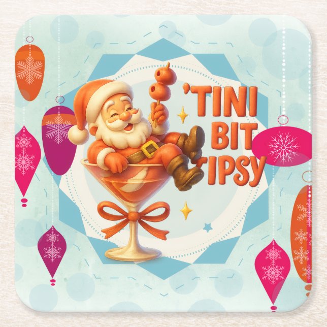 Posavasos Cuadrado De Papel Santa borracho (Anverso)
