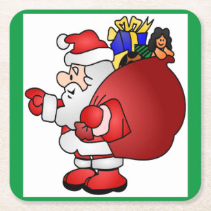 POSAVASOS CUADRADO DE PAPEL SANTA CLAUS