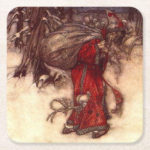 Posavasos Cuadrado De Papel Santa Claus Arthur Rackham