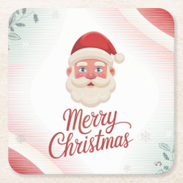 Posavasos Cuadrado De Papel Santa Claus Christmas Coaster Set