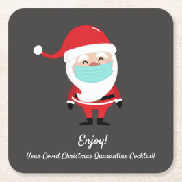 Posavasos Cuadrado De Papel Santa Claus Covid Navidades Cuarentena Cocktail