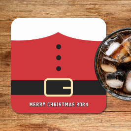Posavasos Cuadrado De Papel Santa Claus Feliz Navidad