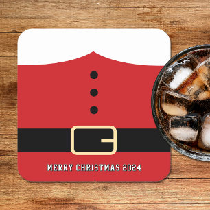 Posavasos Cuadrado De Papel Santa Claus Feliz Navidad