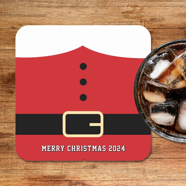 Posavasos Cuadrado De Papel Santa Claus Feliz Navidad (Santa Claus Merry Christmas Square Paper Coaster
)