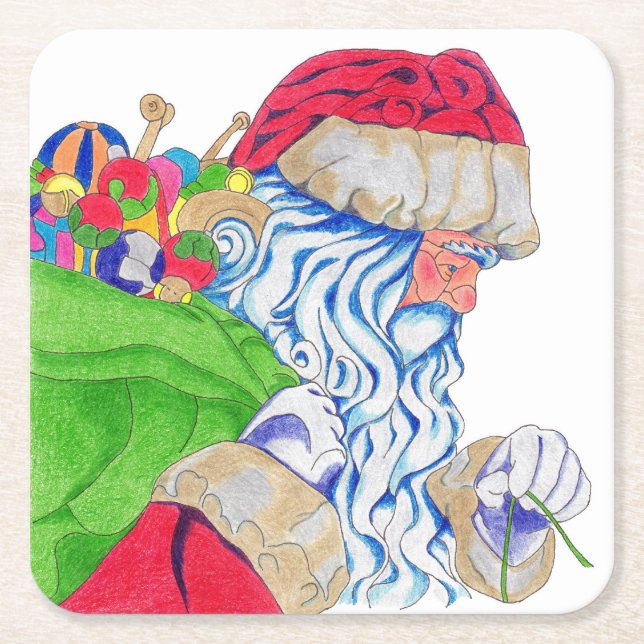 Posavasos Cuadrado De Papel Santa Coaster (Anverso)
