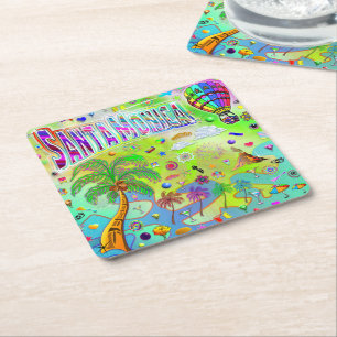 Posavasos Cuadrado De Papel Santa Monica Coaster Melodía Atemporal