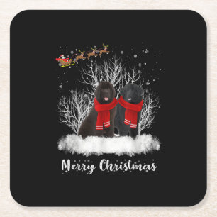 Posavasos Cuadrado De Papel Santa Terranova Pareja Feliz Regalo de Perro de Na
