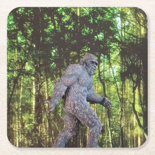 Posavasos Cuadrado De Papel Sasquatch (Pie grande) en el Wild