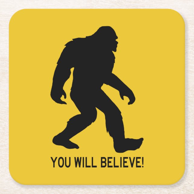 Posavasos Cuadrado De Papel Sasquatch (Pie Grande) ¡Te Creerás! (Anverso)
