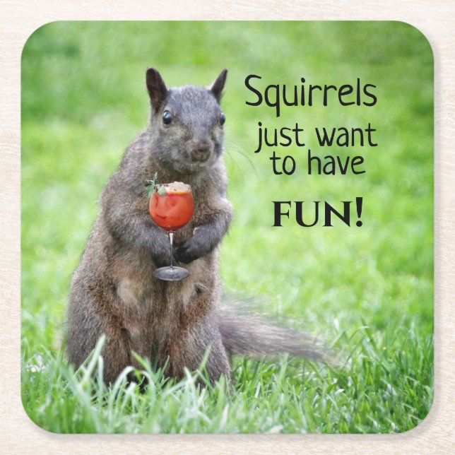 Posavasos Cuadrado De Papel Sastres de ardillas suaves (Anverso)