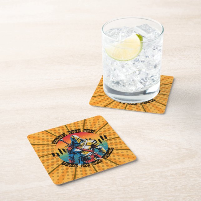 Posavasos Cuadrado De Papel Satisfy | Trade motivation | Fantasy Design Comic (In situ)