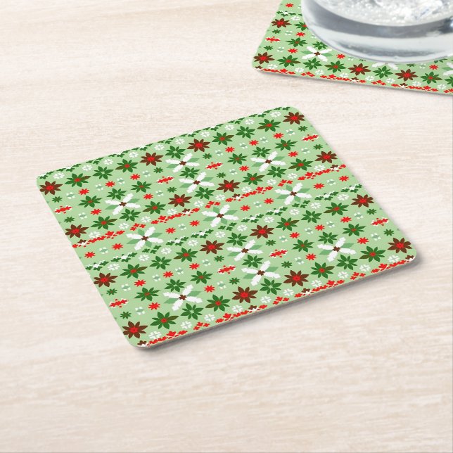 Posavasos Cuadrado De Papel Scandinavian Fair Isle Christmas Edition 4 (En perspectiva)
