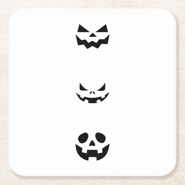 Posavasos Cuadrado De Papel Scary Halloween Faces (Anverso)