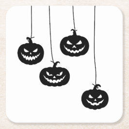 Posavasos Cuadrado De Papel Scary Pumpkin hanging