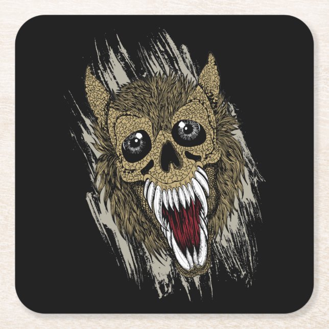 Posavasos Cuadrado De Papel Scary Werewolf (Anverso)