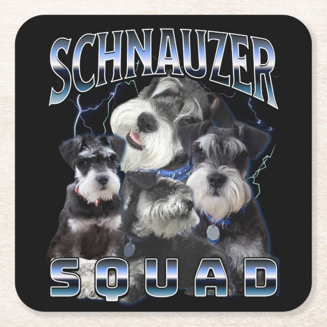 Posavasos Cuadrado De Papel Schnauzer Squad - Estilo Rap Pirata (Anverso)