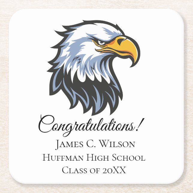 Posavasos Cuadrado De Papel School EagleGraduation Paper Coasters (Anverso)