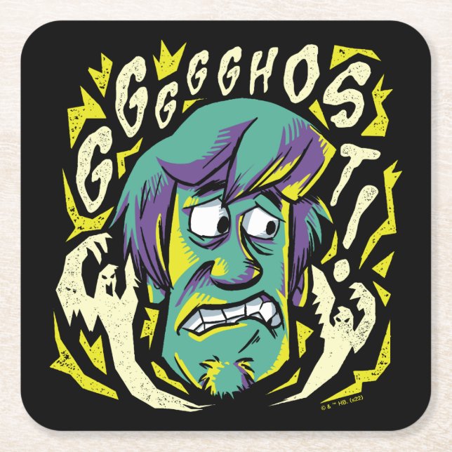 Posavasos Cuadrado De Papel Scooby-Doo | Asustado Shaggy (Anverso)