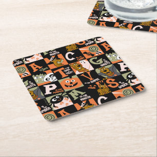 Posavasos Cuadrado De Papel Scooby-Doo Patrón de Halloween