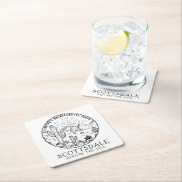 Posavasos Cuadrado De Papel Scottsdale Bachelorette Party Favor Personalizado